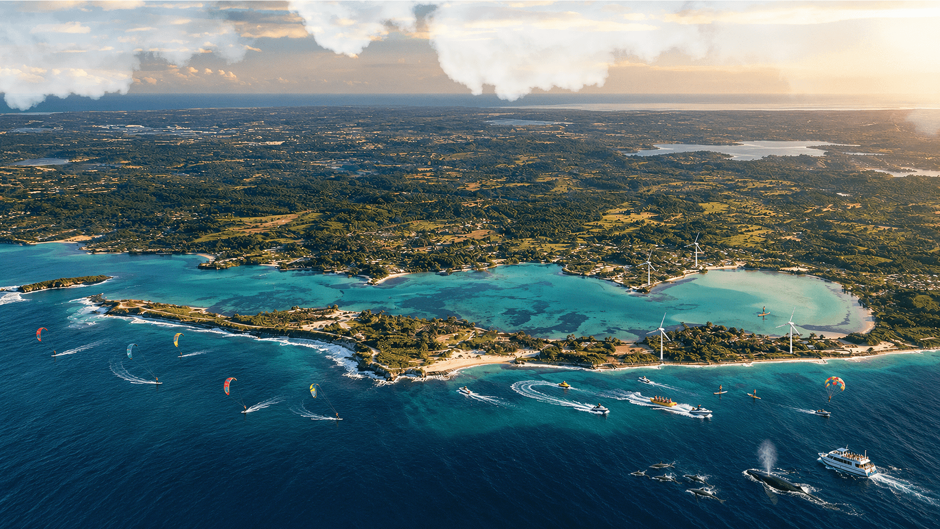 Aerial view of the Kalpitiya peninsula and Alankuda Beach